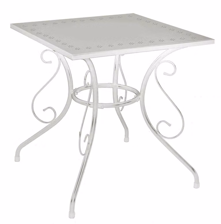 Tavolo da Giardino 70x70xh72 cm in Metallo New Old Bianco