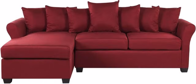 Divano ad angolo Beliani in tessuto rosso con struttura in legno e seduta in schiuma, stile minimalista, L 250 x P 140 x H 83 cm