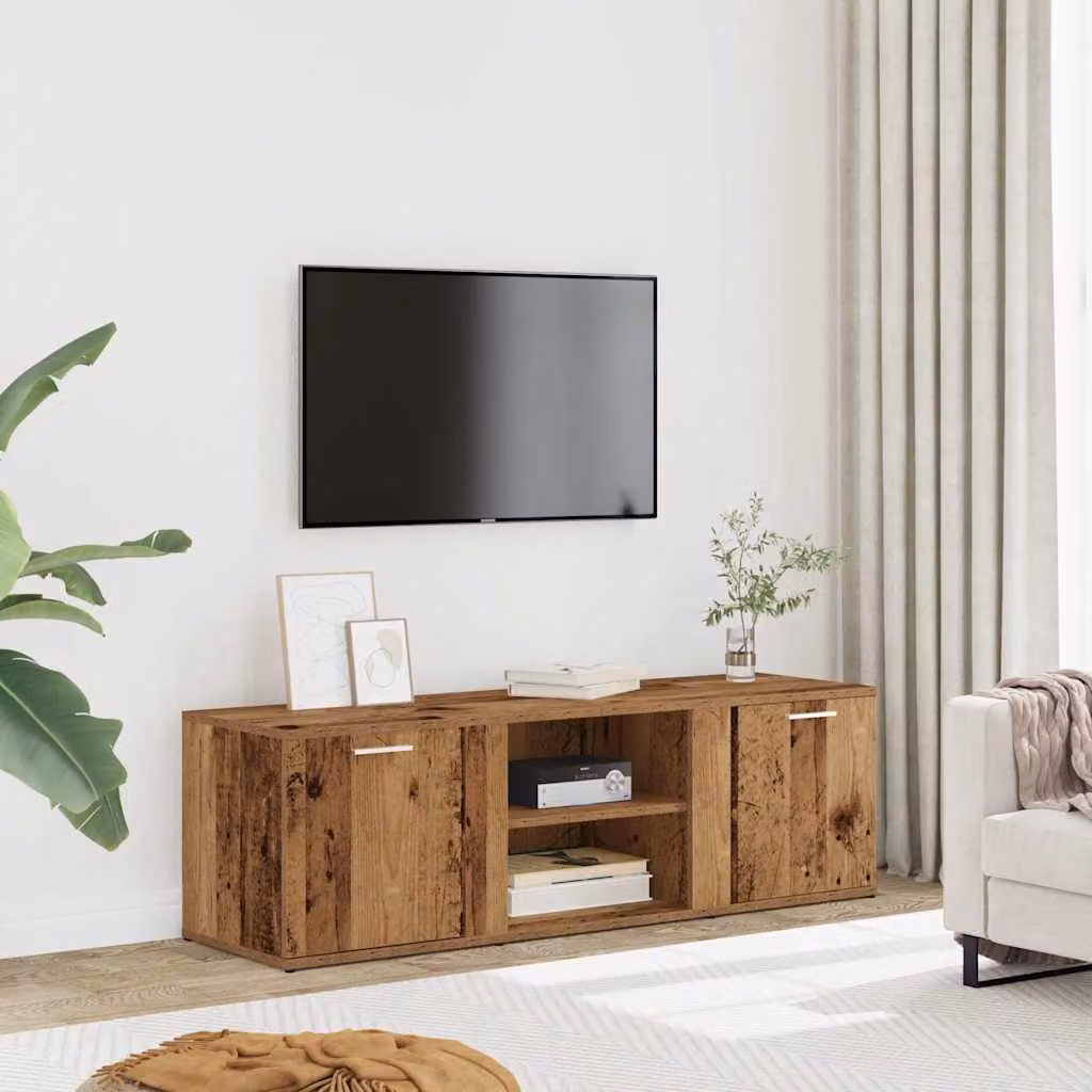 Mobile Porta TV vidaXL in Legno Antico Marrone con Finitura Opaca L: 120 cm, P: 34 cm, H: 37 cm