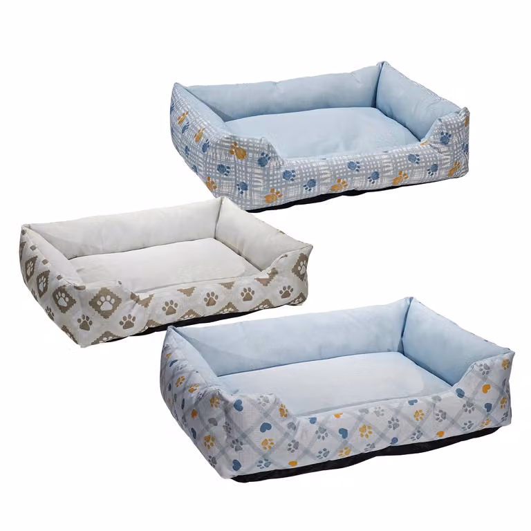 Pet Sitter Cuccia Rettangolare per Cani e Gatti in Tessuto Blu con Fondo Antiscivolo e Bordo Rialzato L 70 cm x P 55 cm
