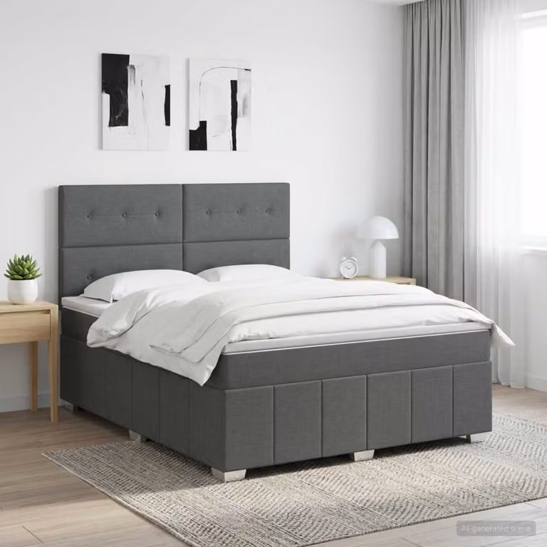 Letto box spring con materasso vidaXL Grigio Scuro L: 140 cm, P: 200 cm