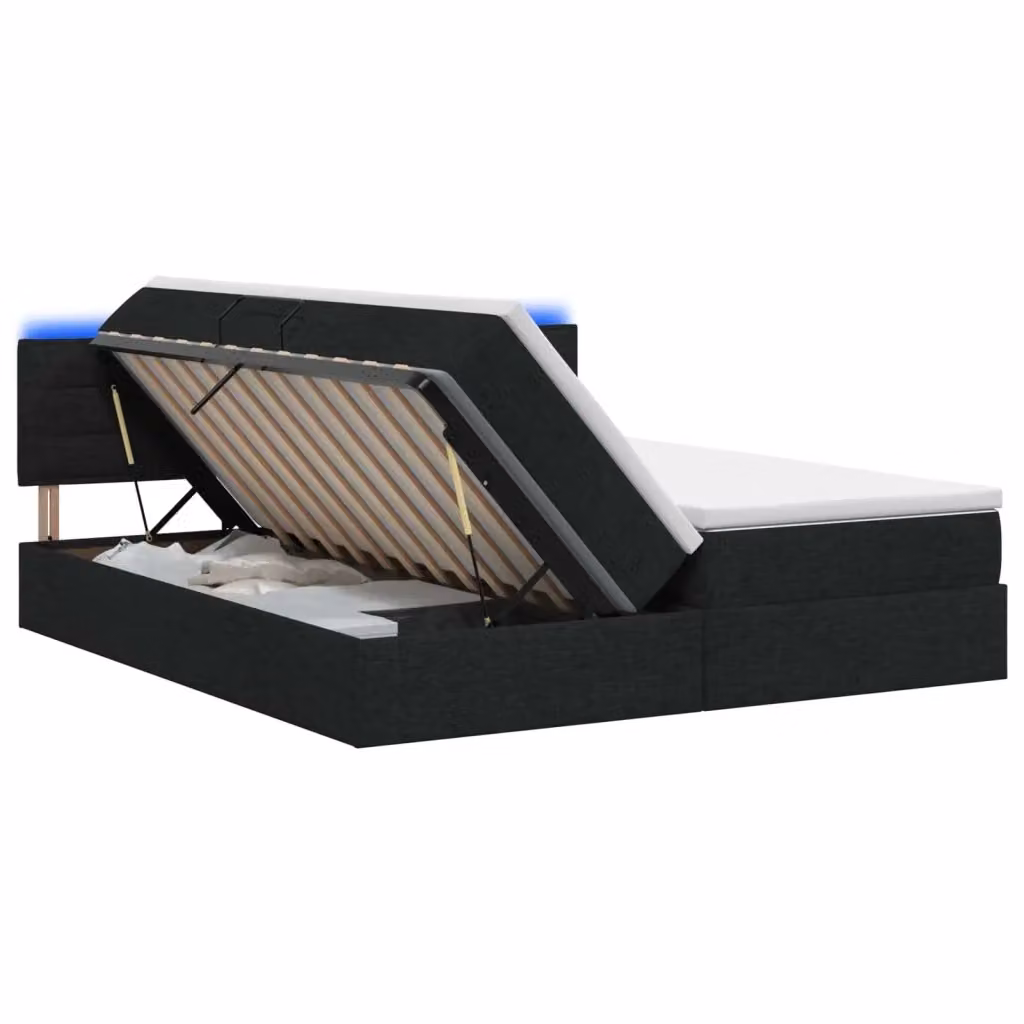 Letto con contenitore e illuminazione LED vidaXL, colore nero, con porta di ricarica USB e materasso, L/P/H: 180 x 200 x 204 cm – 2