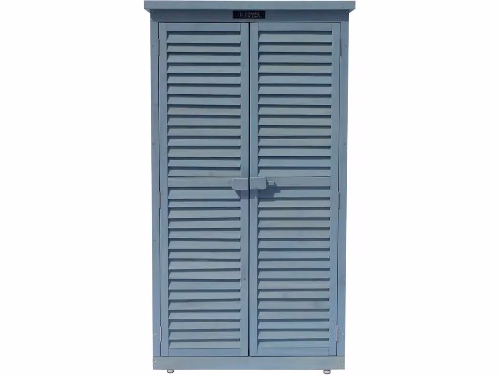 Armadio da giardino SPACE Habitat in legno e plastica, Azzurro, L: 87 cm, P: 46.5 cm, H: 160 cm – 2