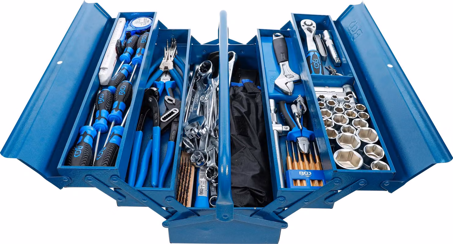 Cassetta degli attrezzi in metallo BGS con assortimento di utensili da 137 pezzi - 3340