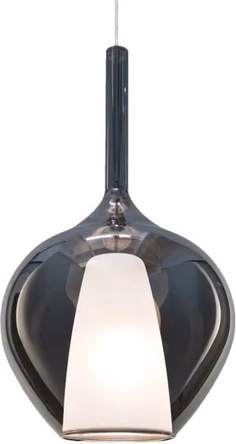 Sospensione Contemporanea Kalique Vetro Fumè Bianco E Cromo 1 Luce E27 H50Cm
