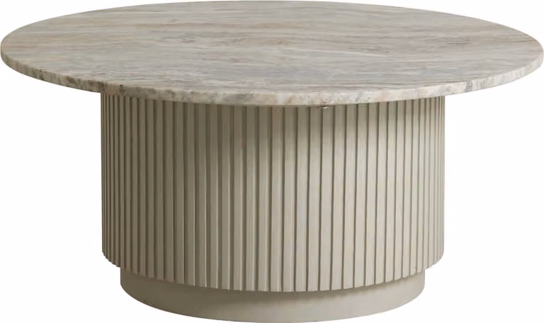 FURNLUX Tavolino Erie Marble White And Beige 90cm / Colore principale: Beige / Dimensioni: 90 x 90 x 40 cm