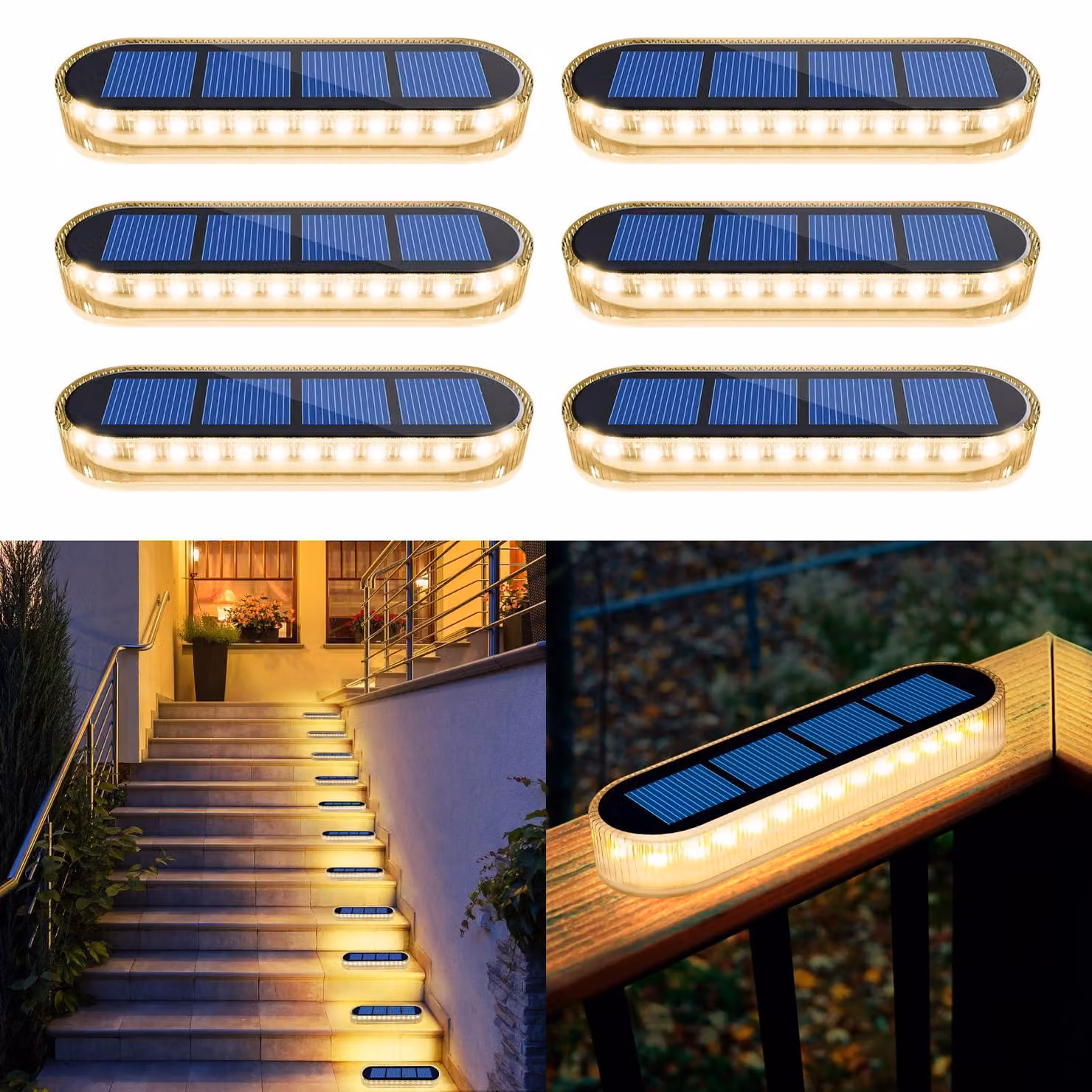 Lampade solari a LED per esterni, luce bianco caldo, 2700 K, grado di protezione IP68, 30 LED