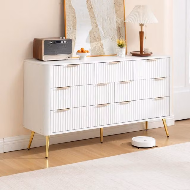Cassettiera a 7 cassetti con guide soft close in MDF bianca
