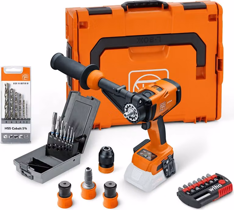 Trapano avvitatore a batteria Fein a 4 velocità in set utente||ASCM 18-4 QM AS Metal Advanced Set