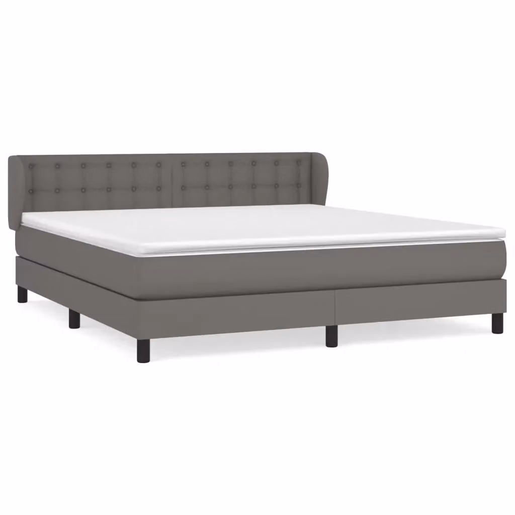 vidaXL Giroletto a Molle con Materasso in Similpelle Grigio e Bianco L/P/H: 160 x 200 cm – 2