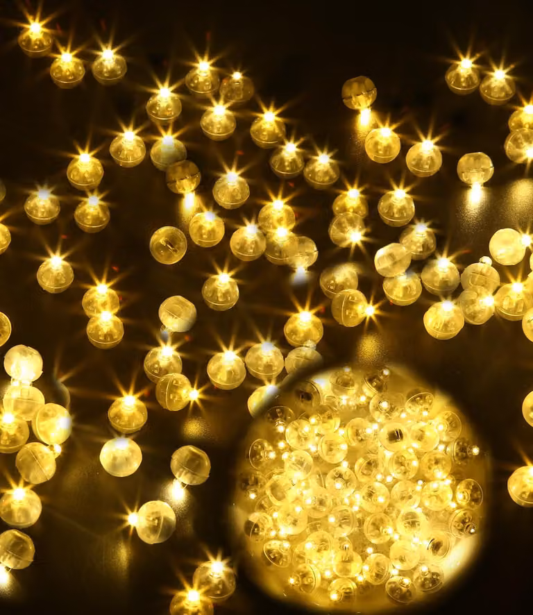 150 mini luci a LED a forma di palloncino, colorate, lampeggianti, bianco caldo, rotonde