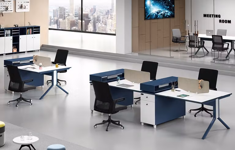 Tisch Büro Möbel Einrichtung Tische Callcenter Holz 4 Arbeitsplätze Schreibtisch