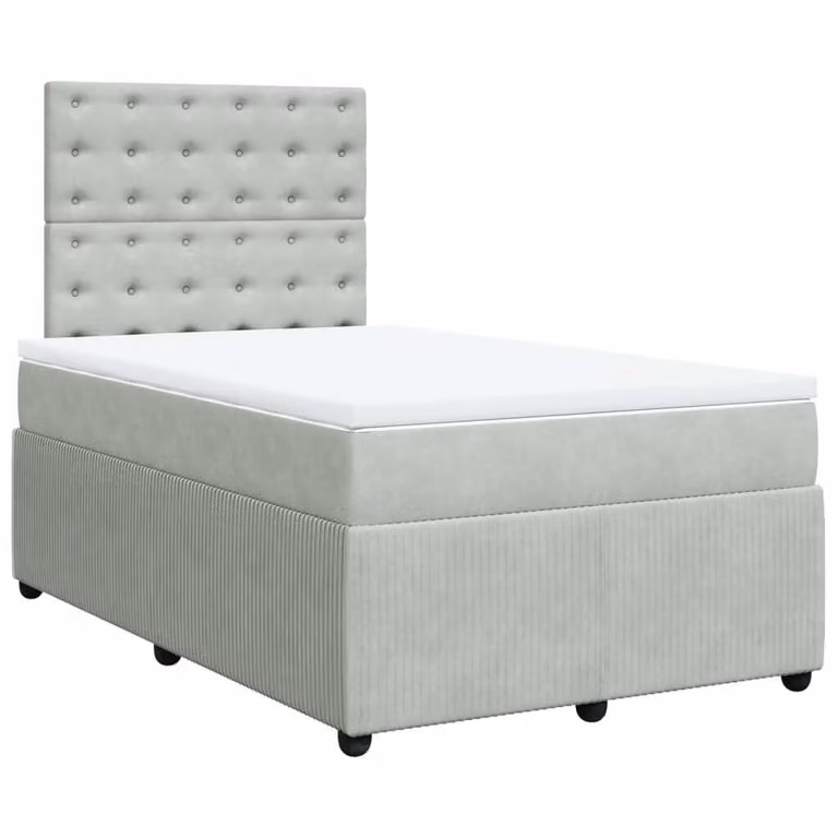 Giroletto a Molle con Materasso Grigio Chiaro 120x190cm Velluto