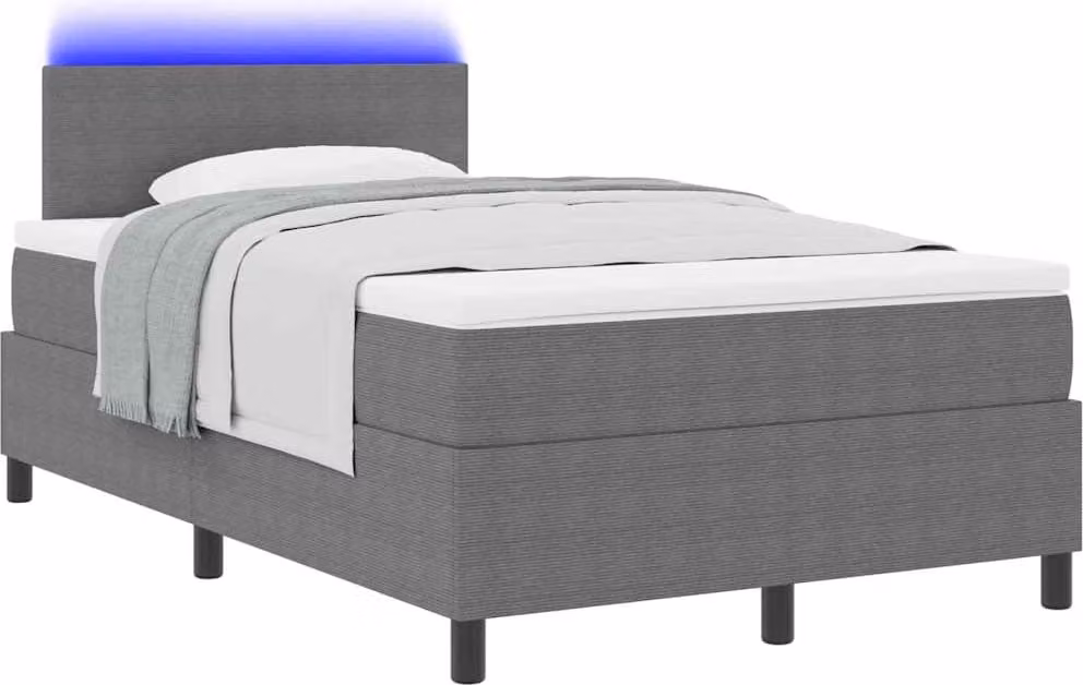 Letto a Sorgente LED Grigio chiaro e bianco 120 x 190 cm