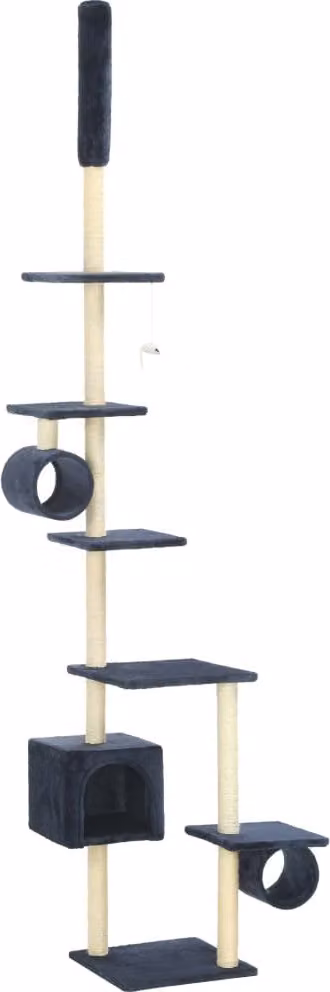 Albero per Gatti con Pali Tiragraffi in Sisal 260 cm Blu Scuro