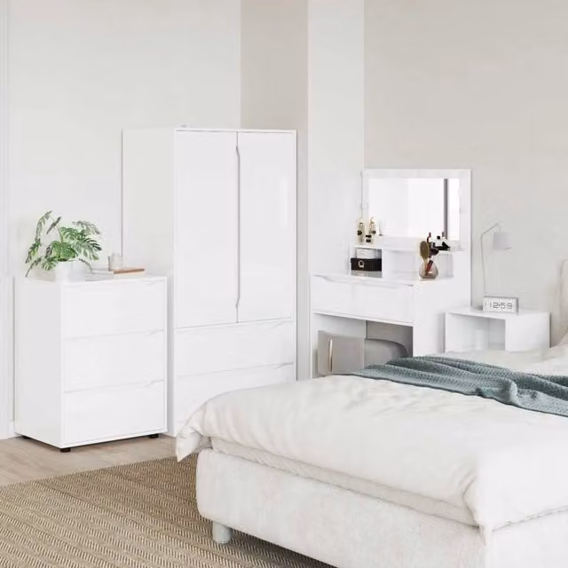 Armadio moderno vidaXL bianco lucido con ante a battente e cassetti L: 60 cm, P: 48 cm, H: 81 cm