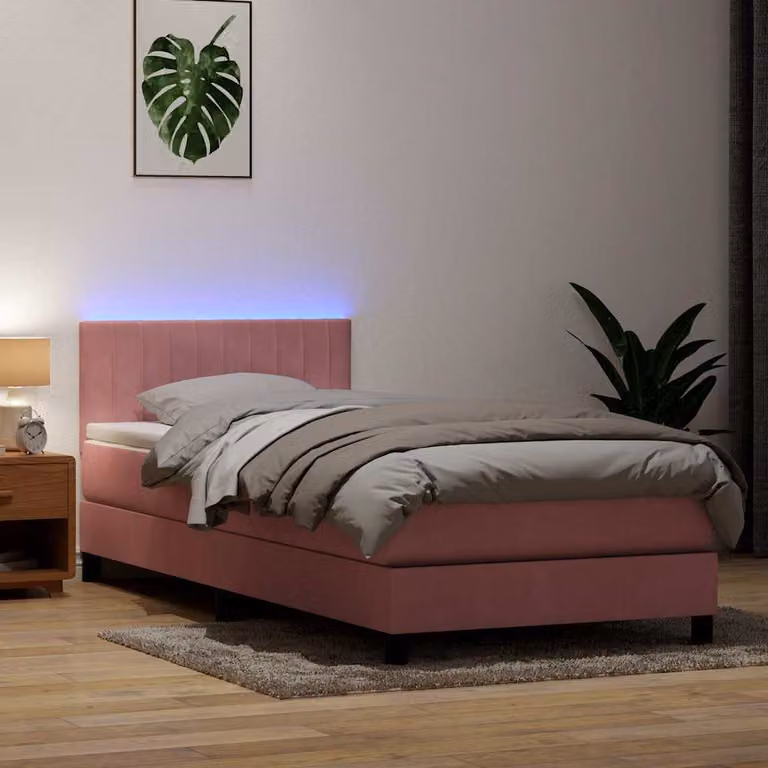 Maison Exclusive - Letto a Molle con Materasso e LED Rosa 80x220 cm Velluto