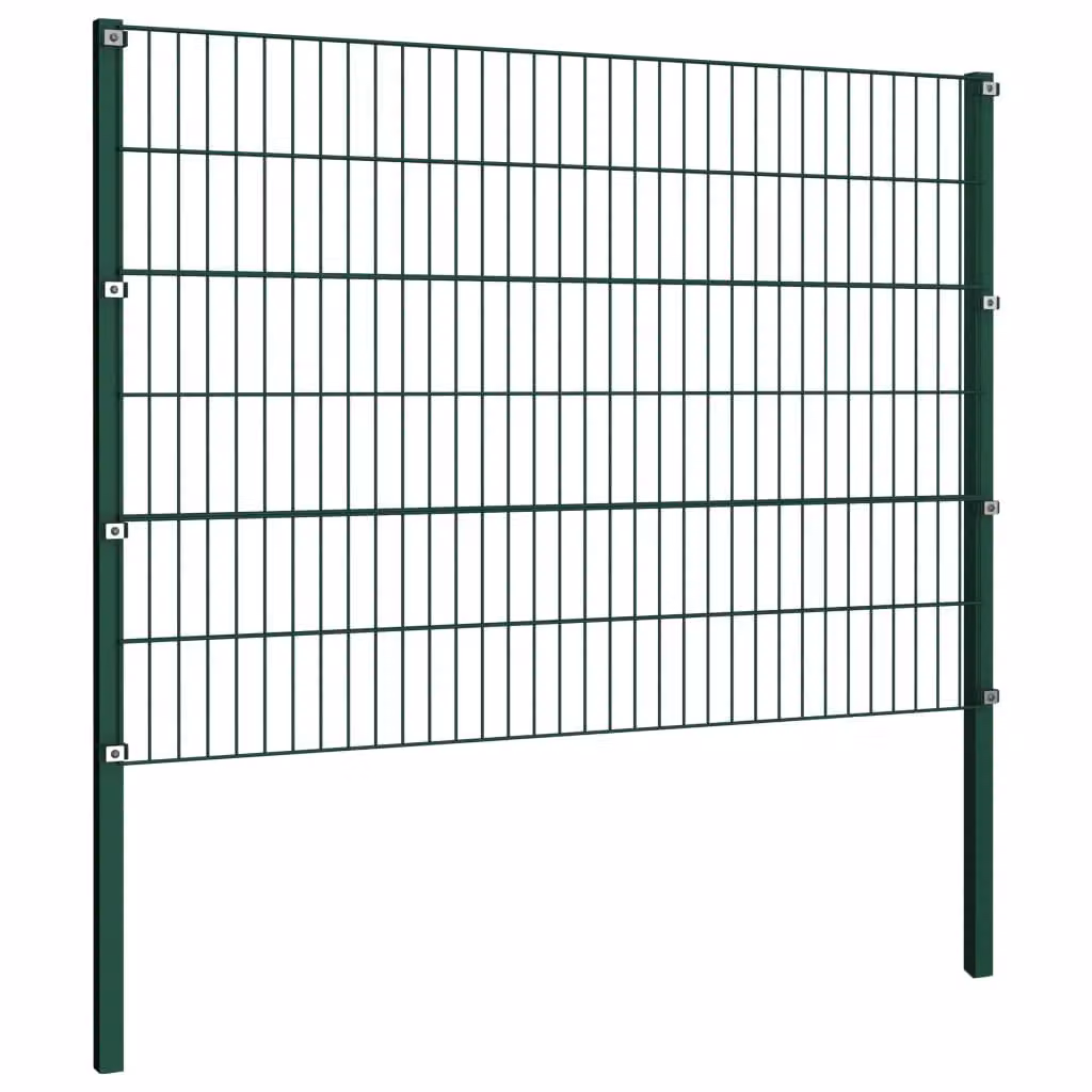 vidaXL Pannello di recinzione con paletti in ferro 1,7 x 1,2 m Verde