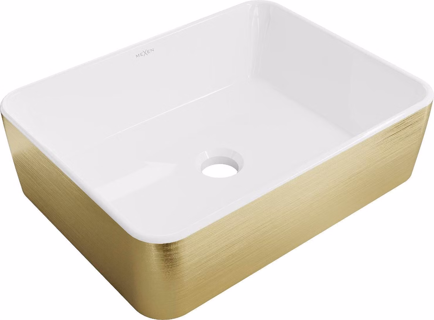 Mexen Catia lavabo da appoggio 48 x 38 cm, bianco/oro motivo linee - 21314817