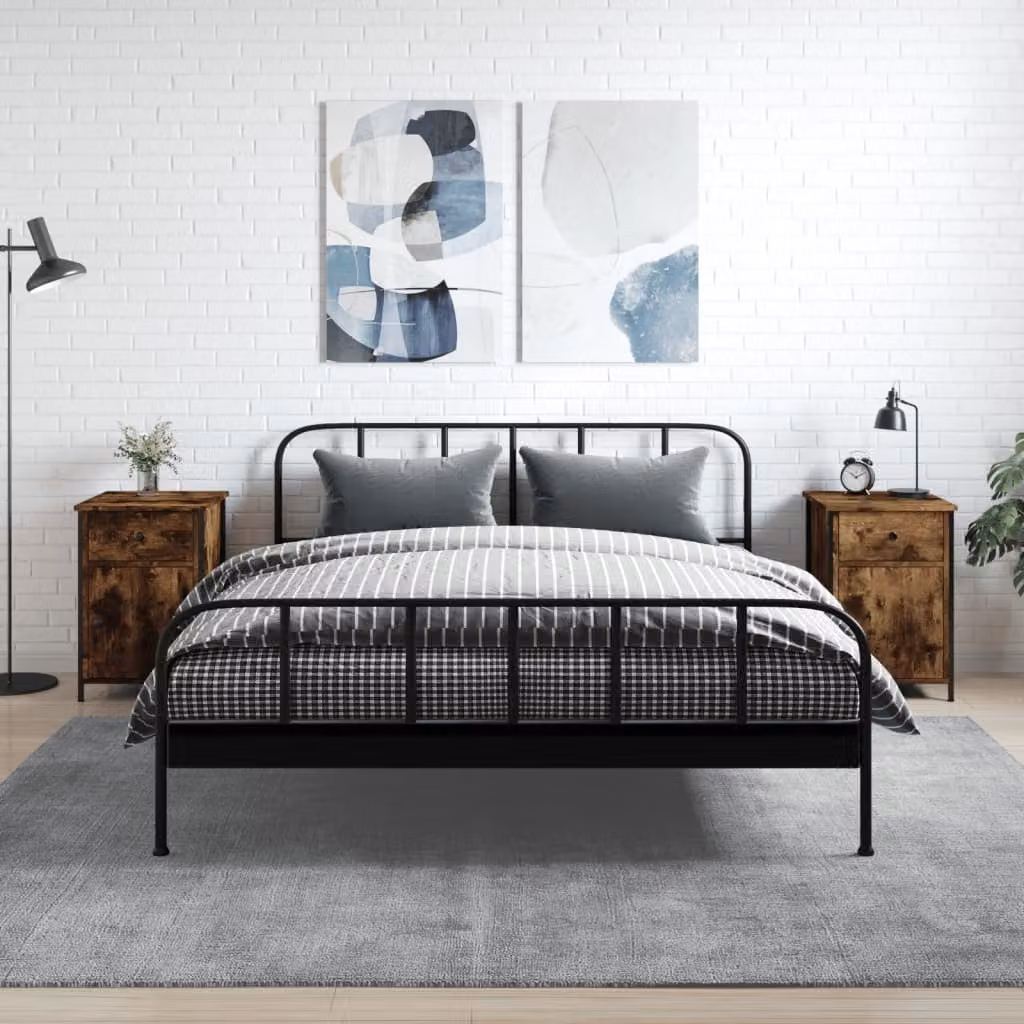 Set di 2 comodini moderni vidaXL in legno multistrato color rovere fumo L/P/H: 40 x 42 x 60 cm