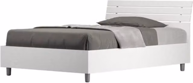 Letto una piazza e mezza senza rete 120x190 testata inclinata con doghe bianco frassino Ankel