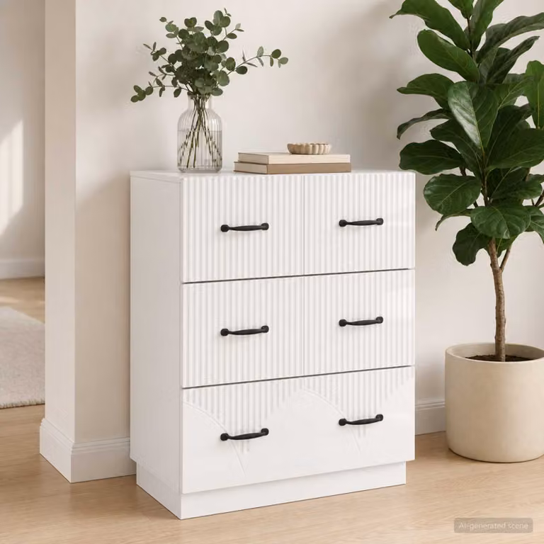 Mobile con cassetti vidaXL bianco lucido L: 66 cm, P: 34,5 cm, H: 87 cm