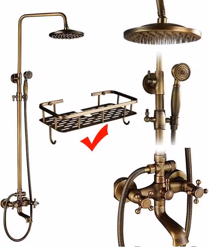 Soffione doccia, design a due maniglie, soffione a pioggia, con tipo di mensola B