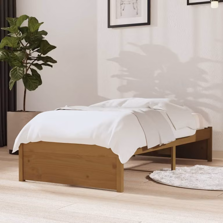 The Living Store Letto in legno massiccio marrone miele 75x190 cm