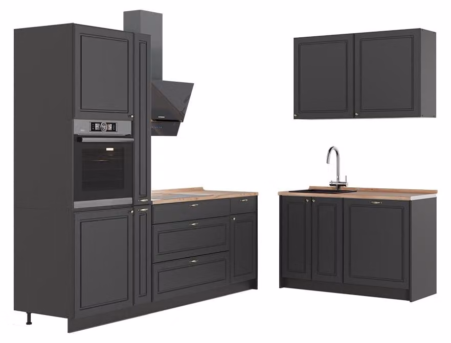 Cucina Vicco Fame-Line Oro-antracite rustico/Antracite 220 x 120 cm, PL Rovere, Model 64937