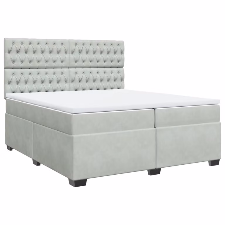 Giroletto a Molle con Materasso Grigio Chiaro 200x200cm Velluto