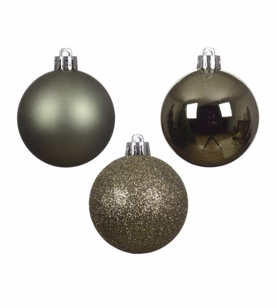 Set 10 sfere natalizie verdi finiture assortite