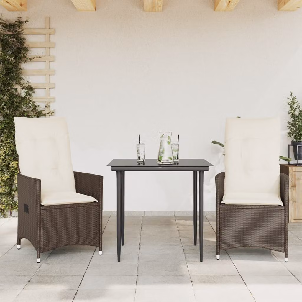 vidaXL Sedie Reclinabili Giardino 2pz con Cuscini Marrone Polyrattan