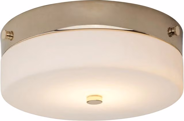 Plafoniera Tamar Elstead in metallo e vetro oro e bianco con vetro opale IP44 Diametro: 23,5 cm