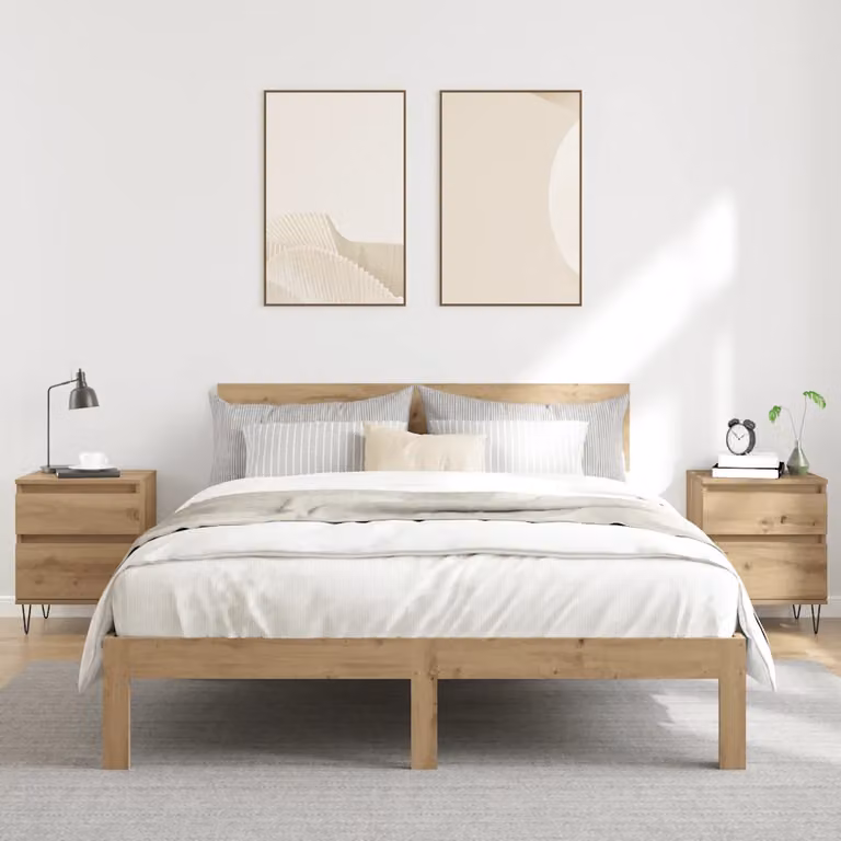 Set di 2 comodini vidaXL in legno e metallo marrone moderno da appendere alla parete L 40 x P 35 x H 50 cm