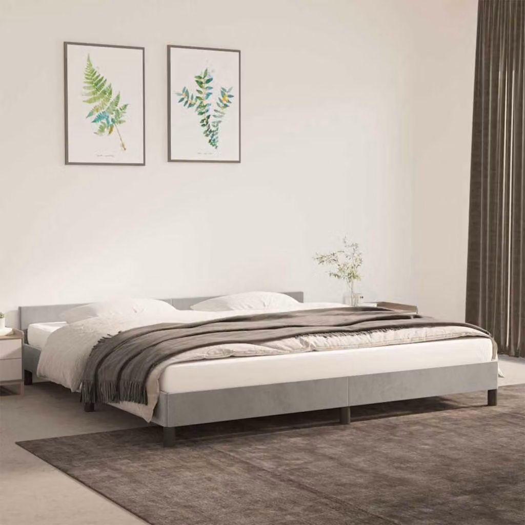 vidaXL Giroletto in Velluto Grigio Chiaro senza Materasso 200x200 cm