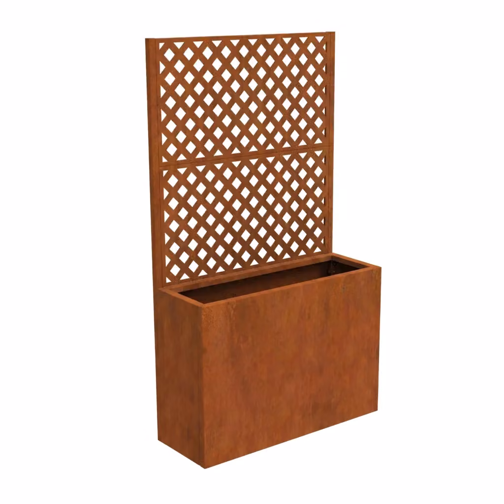 Fioriera Alta con Spalliera Malja in Acciaio Corten Marrone Ossidato casa.pro H: 146 cm, L: 83 cm, P: 31 cm – 2