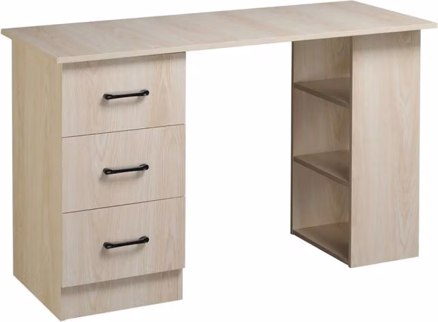 Scrivania PC Moderna Design In in Legno Marrone con 3 Cassetti e 3 Scaffali per Casa e Ufficio L/P/H: 120 x 49 x 72 cm