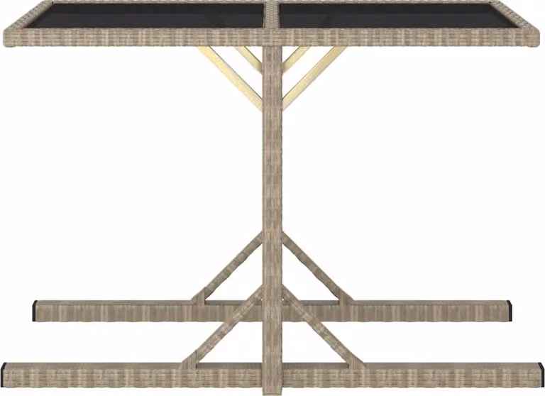Tavolo da Giardino Beige 110x53x72 cm in Vetro e Polyrattan