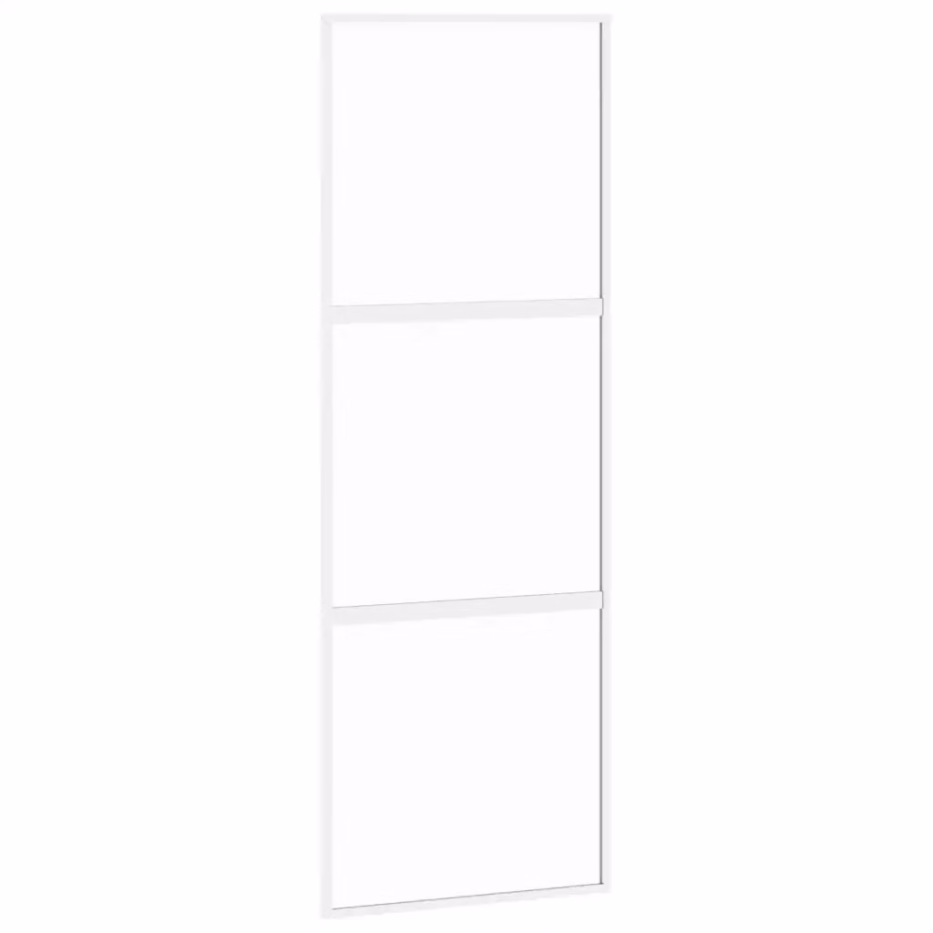 Porta Scorrevole vidaXL in Vetro Trasparente e Alluminio Bianco L: 76 cm, H: 205 cm – 2