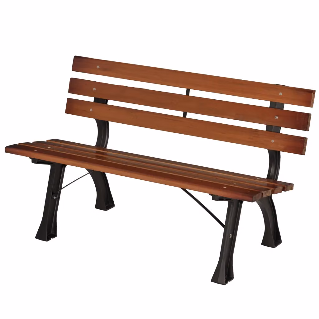 Panca da giardino XYLO per 2 persone in metallo e legno, marrone, L: 120 cm, P: 57 cm, H: 70 cm – 2