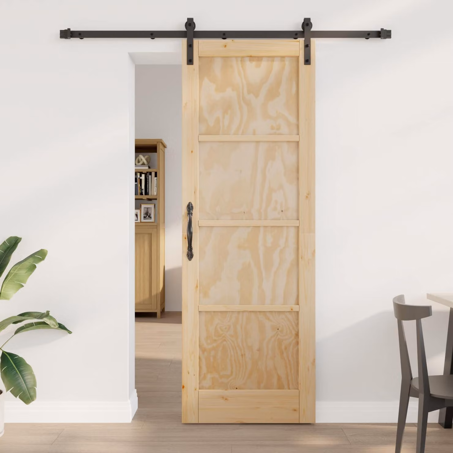 Porta scorrevole moderna vidaXL in legno di pino e acciaio, L: 73,5 cm, H: 211 cm