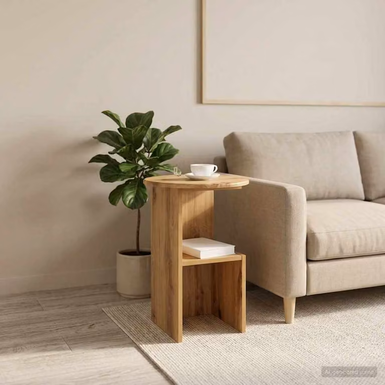 vidaXL Tavolo laterale rotondo in rovere marrone con finitura opaca, Diametro: 39,5 cm, Altezza: 55 cm