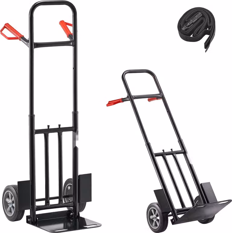 Carrello a mano - Carrello da trasporto/carrello impilabile - Portata 272 kg - Dimensioni 48x46x120 cm - Con cinghia di fissaggio - Per casa, ufficio, magazzino, supermercato