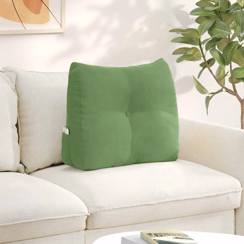 Cuscino per schiena ergonomico a cuneo vidaXL in velluto verde chiaro L: 60 cm, P: 24 cm, H: 50 cm