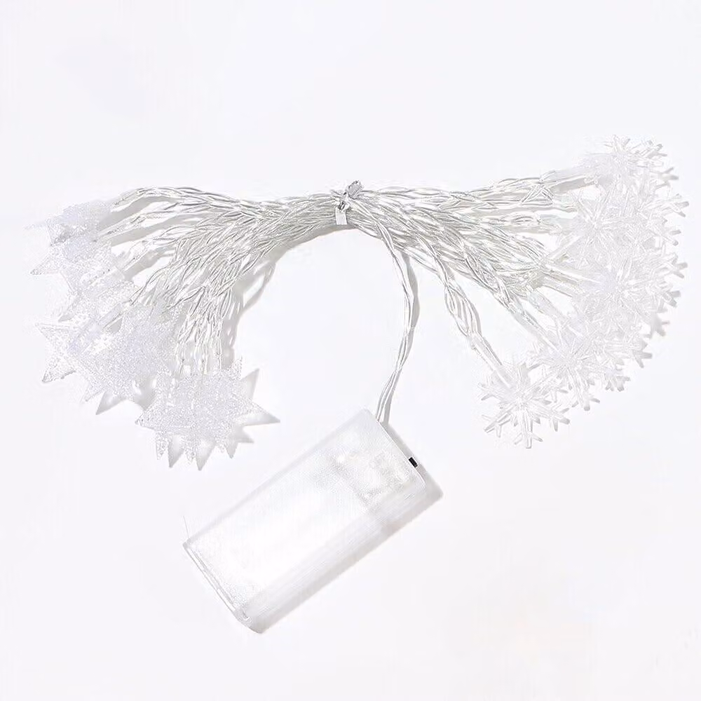 Catena luminosa a LED, 5 LED, 27K (temperatura di colore), a forma di fiocchi di neve, lunghezza 5 metri