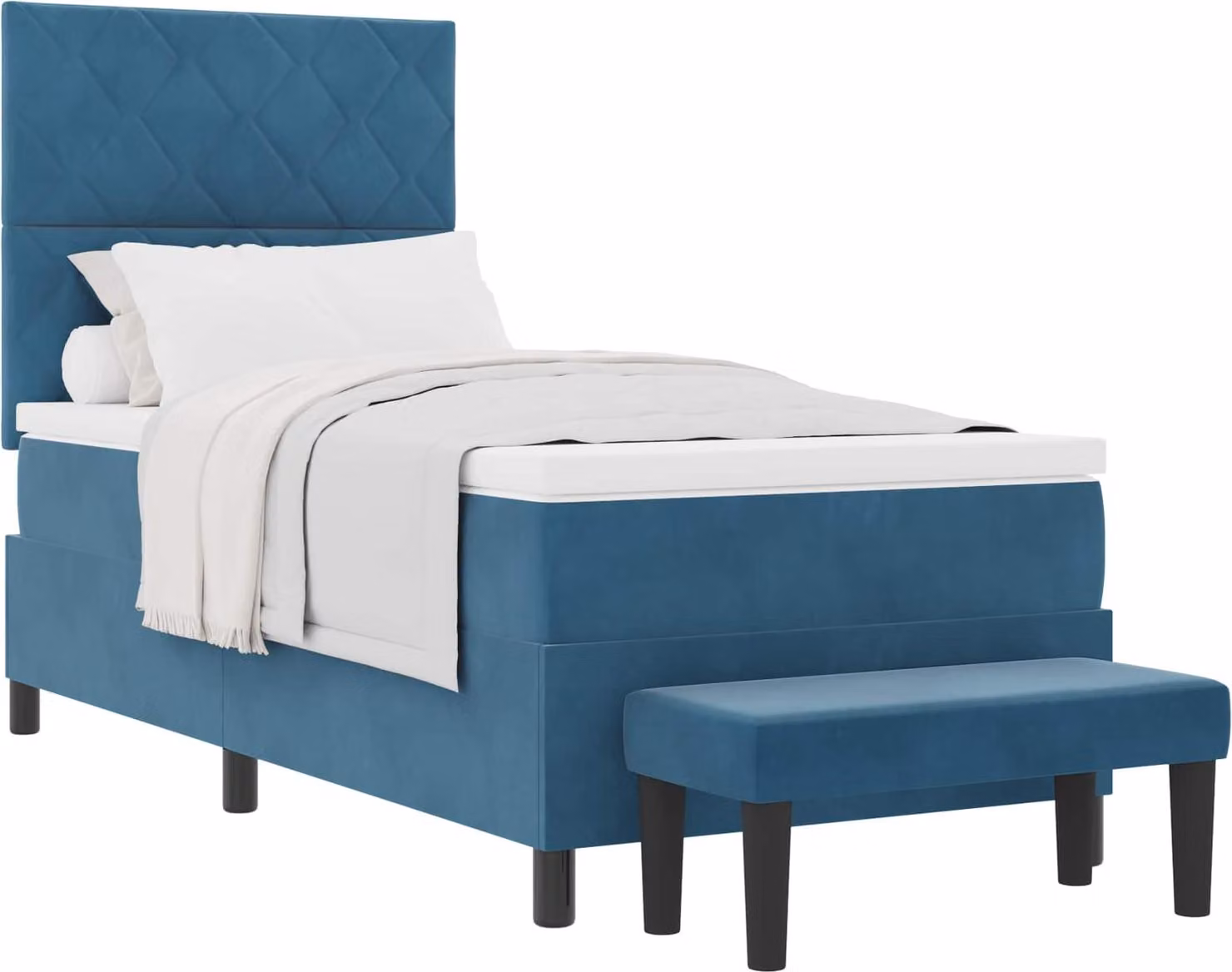 Letto a molle con testiera Blu scuro 200 x 100 cm Velluto