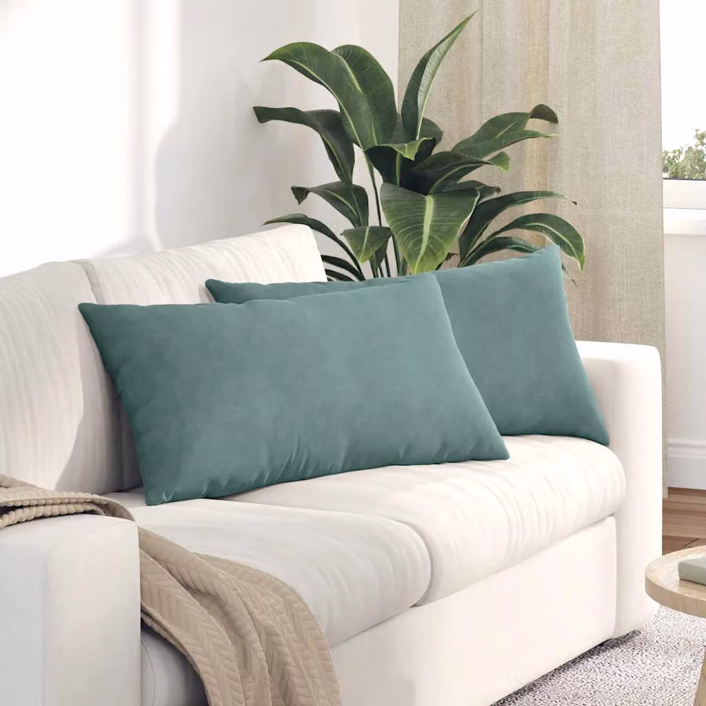 Set di 2 cuscini da divano vidaXL in tessuto a coste verde, L 80 cm x P 40 cm