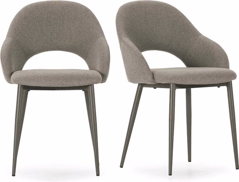 Calicosy - Set da 2 sedie in tessuto con gambe in metallo H84 cm - LILA