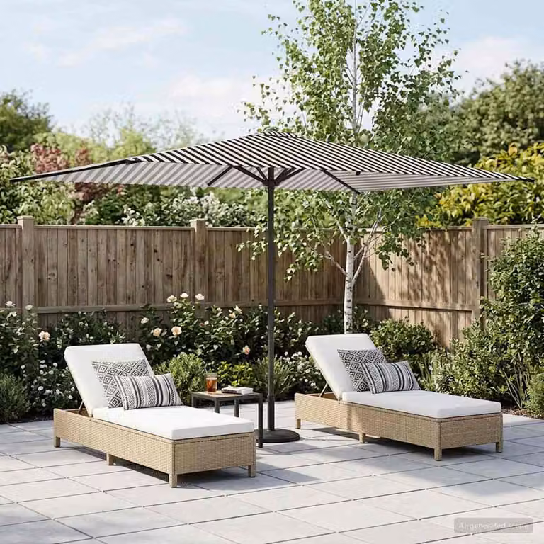 Ombrello da giardino rettangolare vidaXL in poliestere e acciaio, L: 3 m, P: 2 m, H: 2,23 m