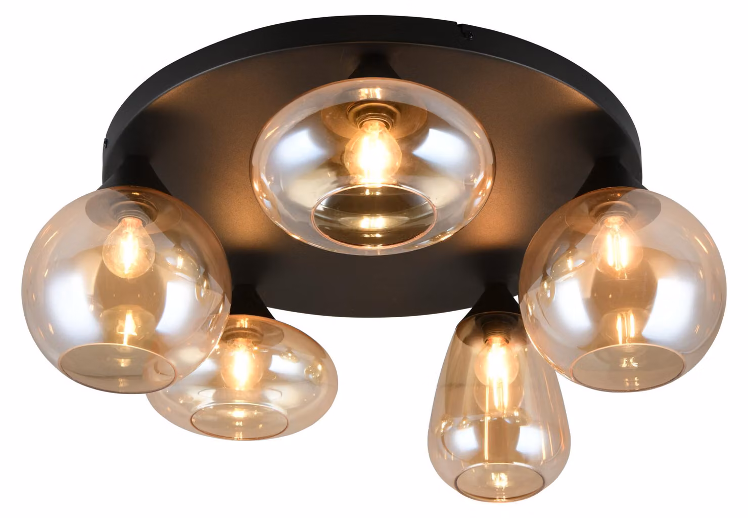 Lampada a soffitto Lumina E14, modello 617030513, 5 luci, diametro 63,5 cm, finitura nera opaca